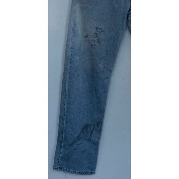 Levis 505 Regular Fit Light‎ Blue Jeans **THRASHED** 36x34 - Picture 6 of 8